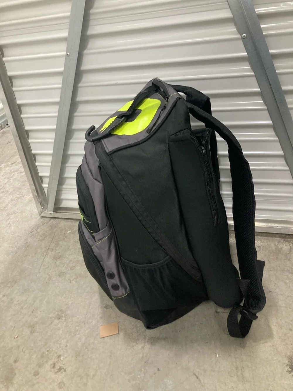 Men’s Baseball Backpack - Black & Gray with Neon Yellow Accents